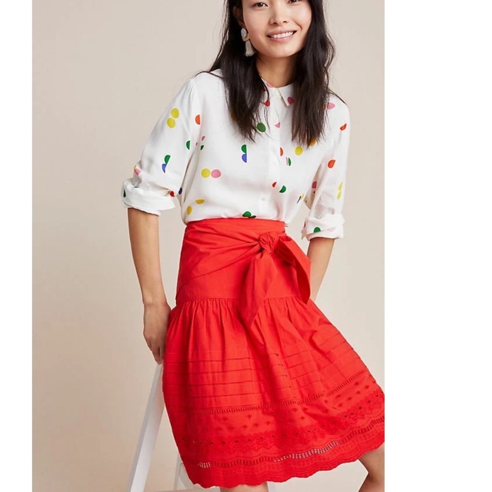 EXCELLENT CONDITION MAEVE/ANTHROPOLOGIE PAIX SKIRT IN RED - Picture 2 of 8